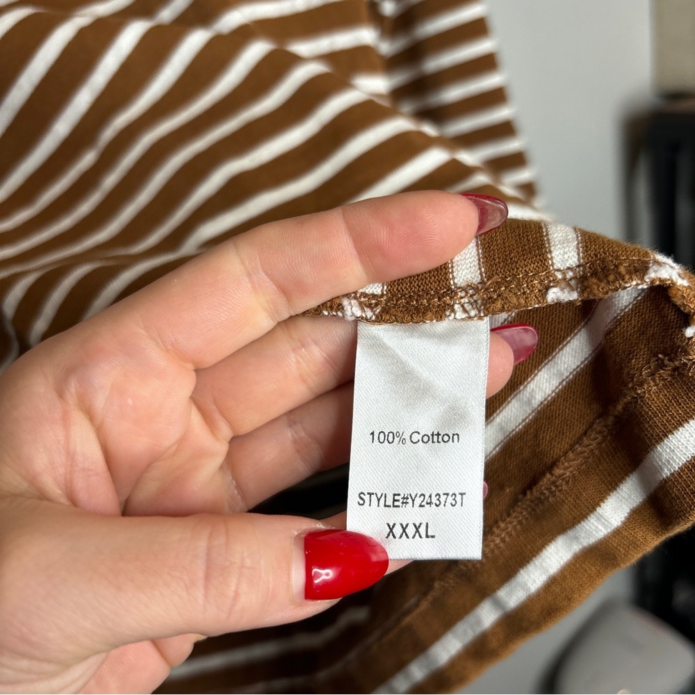 Pomander Place Stripe Knit Odie Tee & Olympia Shorts SET XXXL Brown Stripe - Picture 5 of 12